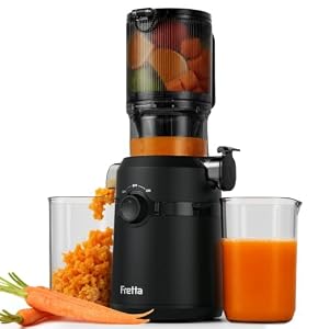 Fretta Entsafter, Slow Juicer mit 108MM Breite und Größere Fütterungsröhre, Füllvolumen für ganze Gemüse und Obst, BPA-frei Tritan-Material Entsafter, Einfacher Installation, 200W