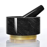 Luvan Mortar and Pestle Set,5.5 Inch 1.6 Cups Polished Natural Marble Stone Grinder Bowl Large,Non-S