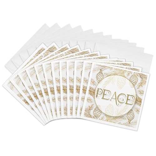 Cartes de vœux paix et branches de pin dorées pour embellir vos messages de fêtes
