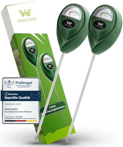 WENDOWERK® [2 Stück] Boden Feuchtigkeitsmesser für Pflanzen - [Grün/Grün] - Ohne Batterien - Verbessertes Feuchtigkeitsmessgerät Pflanzen [2025]...