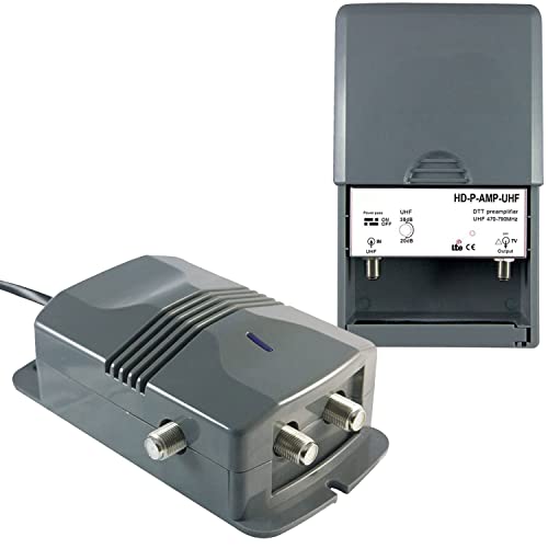 LEYF Amplificateur + Alimentation 2 Sorties TV pour antenne terrestre TNT/préamplificateur HDTV Ampli pour TNT HD Signal/Gain réglable 15-38 dB