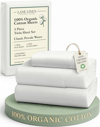 Image of LANE LINEN Twin Bed Sheets, 100% Organic Cotton Sheets Twin Size, 3Pc Twin Bed Sheet, Hotel Quality Bed Sheet Set, Bedding Sheet & Pillowcases, Deep Pockets Upto 15 inch - Glacier Grey