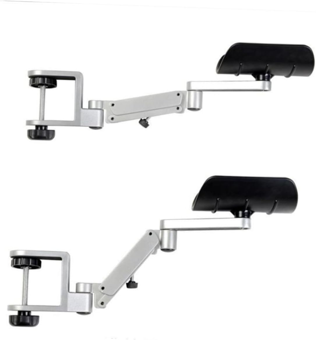 Adjustable Ergonomic Computer Arm Support Bracket for Pain Relief Aluminum Mouse Pad with Wrist Rest for Office and Home Use Silver