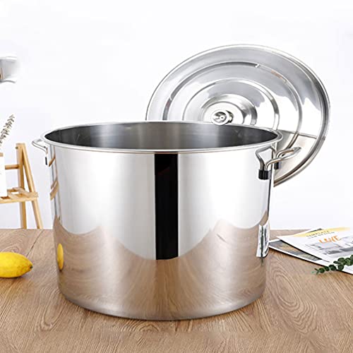 Hemoton Stainless Steel Saucepan Stock Pot Stainless Steel Stock Pot With Handle Double And Lid Stock Pot Large Capacity For Boiling Steaming Cookware Stainless Steel Cooking Utensils #TOP3