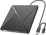 Lecteur CD/DVD Externe pour PC, USB 3.0 et USB-C Graveur DVD Externe Optique Portable CD/D...