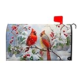 Winter Cardinal Red Birds Magnetic Mailbox Cover Standard Size 18'x21' Winter...