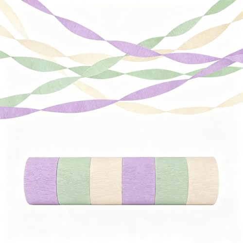 Image of Sgae Green Light Purple Decorations,6 Rolls Crepe Paper Streamers for Pastel Birthday Baby Shower Wedding Lavender Party Decor Supplies