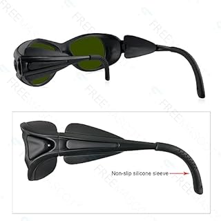 FreeMascot IPL Glasses 190nm-2000nm Laser Eye Protection Glasses for Tanning, Laser Hair Removal (Green) (Frame Style 2)