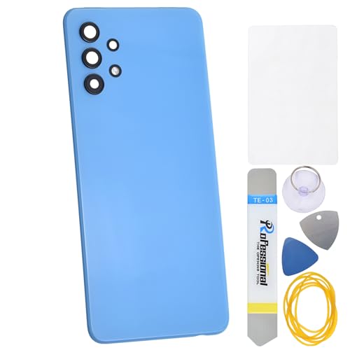Awesome Blue Plastic Back Cover Replacement for Samsung Galaxy A32 5G SM-A326B with Rear Camera's Frame and Glass Pre Cut Adhesive and Tool Kit