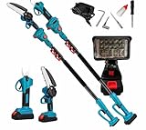kit potatura professionale 4 in 1 con asta telescopica – cesoia e motosega elettrica, 2 batterie incluse, ideale per taglio rami alti senza scala