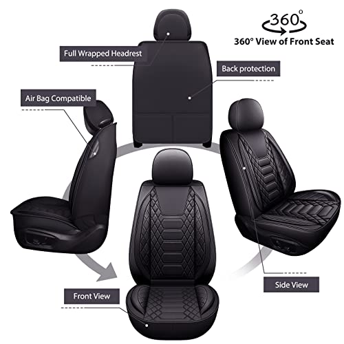 Image of FREESOO Universal Front Seat Covers Leather Airbag Compatible Black