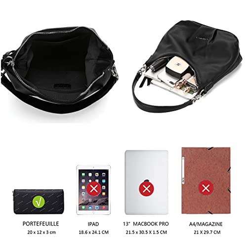 David Jones - Bolso de Hombro Mujer - Bolso Bandolera Cruzado Piel Sintética Señora - Bolso de Mano Cuero PU Ciudad Moda - Embrague Elegante Mensajero Crossbody Bag - Negro - imagen 7