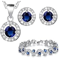 Crystalline Azuria Mujer 18ct Chapado en Oro Blanco Zafiro