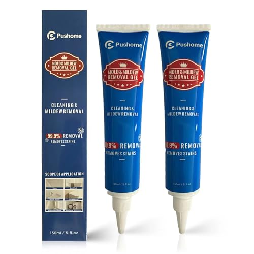 Pushome Household Mold Stain Remover Gel,Grout Cleaner Best for Home Kitchen Sink, Bathroom Shower,Front Load Washing Machine, Refrigerator Strips, Silicone Caulk,Sink Sealant(2Pack)