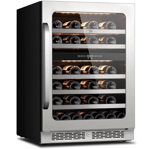 Image of Whynter 46 Bottle Wine Cooler Refrigerator, 24 Inch Wine Fridge Dual Zone, 40-65F Wine Refrigerator, 3 LED Wine Cellar Glass Door, Built-in or Freestanding for Home Bar Kitchen Office(5.65 cu.ft)