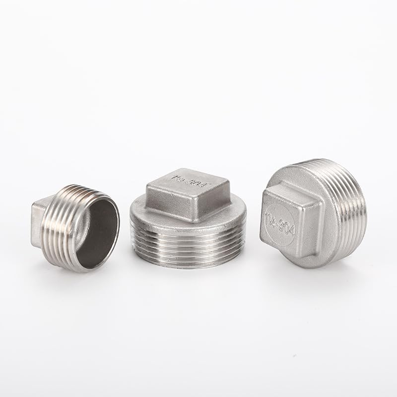 Stal nierdzewna 304BSPMęska zaślepka 1/4 "1 cm 1/2 3/4 "2.5 cm 3.17 cm 3.8 cm Wtyczka z łbem kwadratowym BSP Gwint Zaślepki do rur i akcesoria (5PCS_DN32)