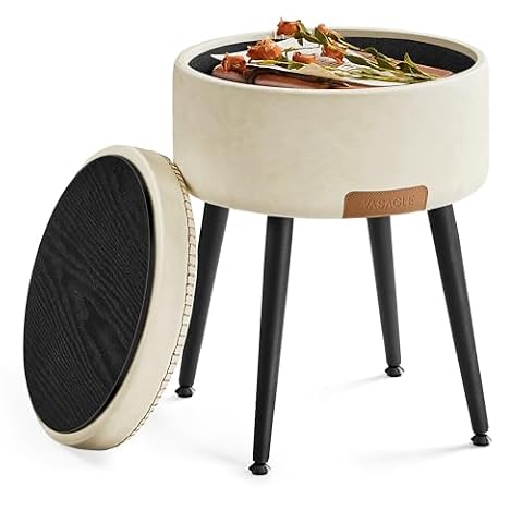 Songmics Home VASAGLE Storage Ottoman, PU Leather Round Seat with Steel Legs — $34.17 (21% off)