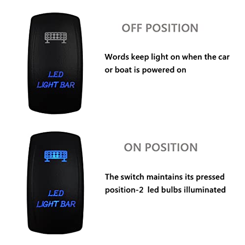Image of Blue Led Lights Bar Rocker Switch with Jumper Wires 5P ON Off SPST Toggle Switch for The ARB /Carling /NARVA 4x4 Caravan Off Road Vehicle SUV Jeep TJ Ram 12V /20A 24V /10A