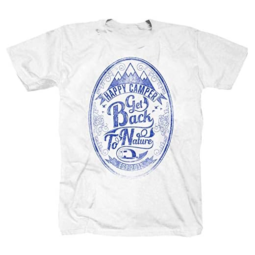 Camiseta de manga corta, diseño con texto "Happy Camper Camping Caravan, Caravan, Tienda de campaña, senderismo, color blanco Blanco XXL