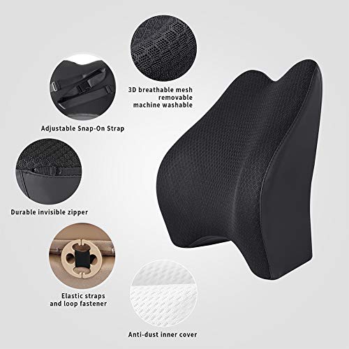 TISHIJIE Memory Foam Lumbar Support Pillow for Car - Back Support for Car Seat (Black) by TISHIJIE - Image 2
