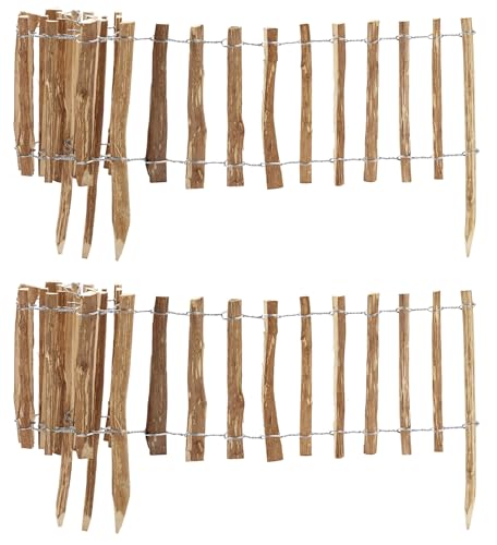 Recinzione Bordura Nocciolo 2 Pezzi 200x50 cm in Rotolo Naturale