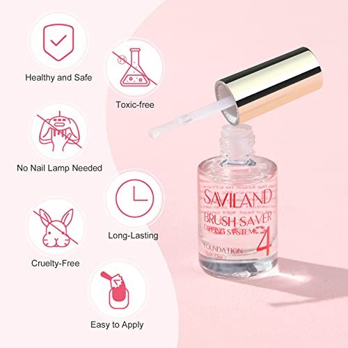 Saviland Dipping Powder Liquid Set 15 ml/0.52 oz, 10 pcs Dipping Powder Nails Set mit Base Coat Top Coat Aktivator Acryl Dip Nagelset Erforderliche Werkzeuge für Nail Art