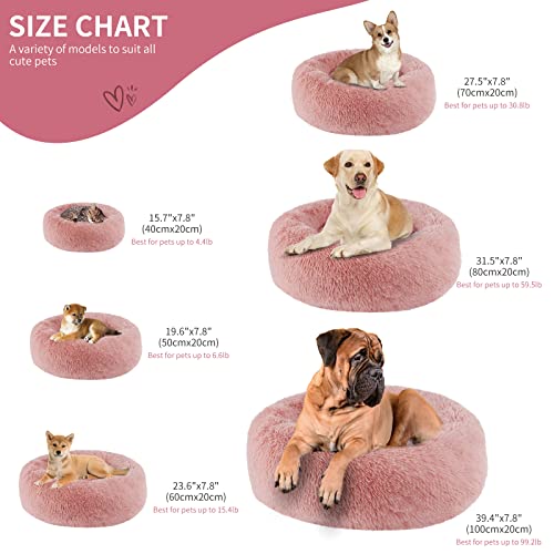 BVAGSS Hundebett Rund Katzenbett Flauschig Donut Kuscheliges Hundekissen Waschbar Ultra Weicher Plüsch Haustierbett für Kleine, Mittelgroße und Große Hunde, Katzen XH034 (Diameter:40 cm, Bean Paste)