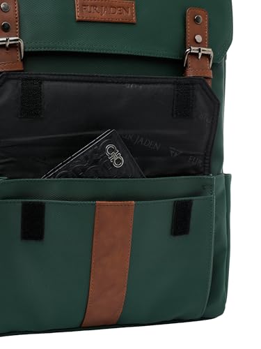 Image of FUR JADEN Anti-Theft Laptop Backpack I Camera Backpack Bag I Men Women I In-Built Tablet Sleeve I Padded Grab Handle I Breathable Air-Mesh (D.Green)