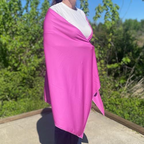 SHAKEitCOOL Large Cooling Shawl - Instant Heat Relief for Outdoor Events - Soft, Lightweight, Breathable, UPF40 Sun Protection, Machine Washable, Fashion Prints, Cooling Towel Electric Fuchsia L