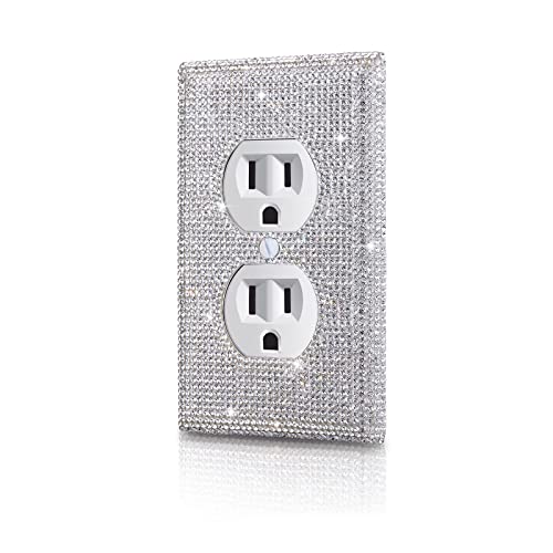 Image of Shiny Silver Rhinestone Wall Plate Cover, 4.5 inch x 2.8 inch, Toggle 1 Gang, Luxurious, Multicolor Effects