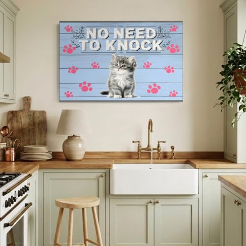 SHIPS NEXT DAY Gray Kitten Paw Prints Canvas Wall Art