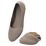 poemlady Women’s Ballet Flat Shoes Dress Knit Round Toe Slip On Ballerina Walking Flats Shoes for Woman Casual Comfort Soft Khaki 6