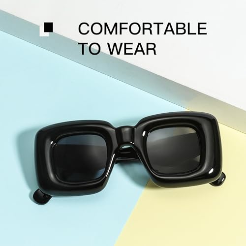 Cyxus Cute Square Thick Frame Inflated Sunglasses For Women Men Chunky Y2K Glasses Trendy Funny Shades4