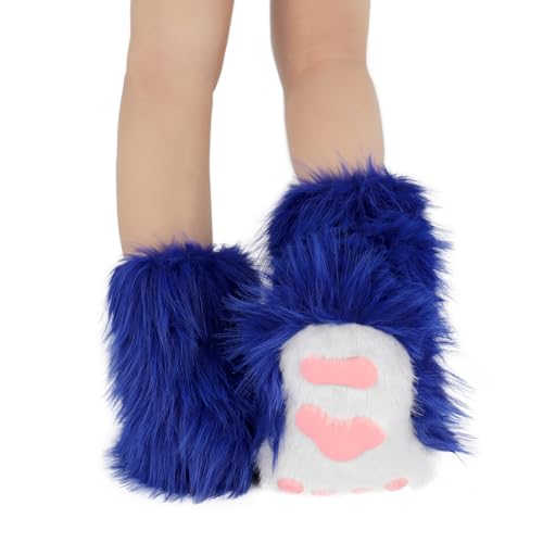 Image of Animal Fuzzy Slippers Bear Cat Wolf Dog Fox Fursuit Feet Paw Claw Shoes Furry Boots Costume Accessories for Adult Kids