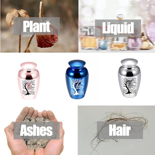 1pcs 6.5cm Small Urns Mini Cremation Human Ashes Holder Aluminum Alloy Memorial Keepsake Ash Funeral Urn for Pet Small Ashes Urns for dog pet(Blue) - Image 5