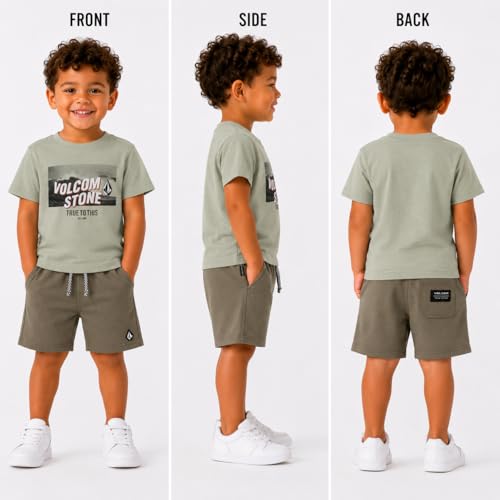 Image of Volcom Toddler Baby Boy Shorts Set - 2 Piece Short Sleeve Graphic Tees and Shorts Infant Toddler Little Boys Summer Outfits