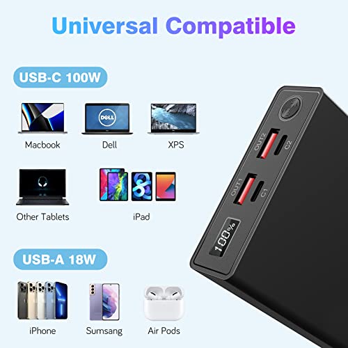 Poiytl Laptop Power Bank 100W Usb C 20000Mah Portable Laptop Charger Super Fast Charging External Battery Pack For Macbook Dell Xps Ipad Iphone 13/12 Pro Mini Samsung Switch #TOP5