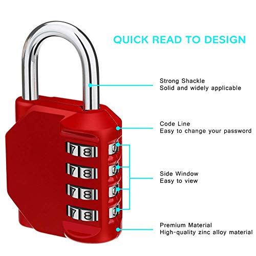 Image of ZHEGE Combination Lock, 2 Four-Digit Outdoor Combination Padlock for Gym, School, Gates, Doors, Hasps and Storage