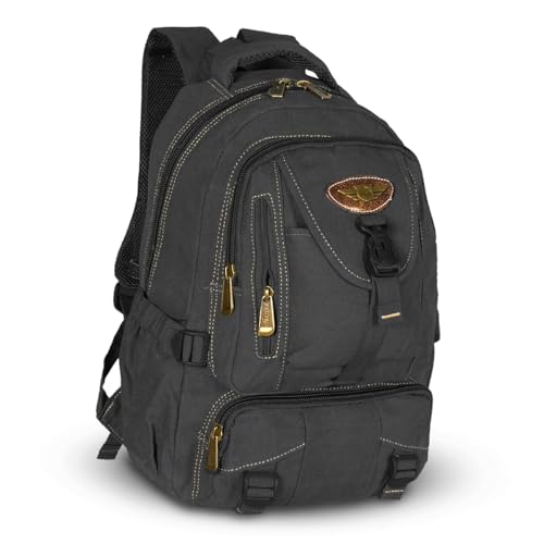 Mochila Masculina Em Lona Reforçada Masculina Moderna Resistente (Preto)