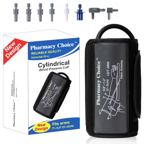Cylindrical Blood Pressure Cuff Adult Cuff Universal BP Cuff Compatible with Most Monitors ARM Blood Pressure Replacement Cuff with 8 Connectors one Size fits 7-16.5(17-42cm) Black