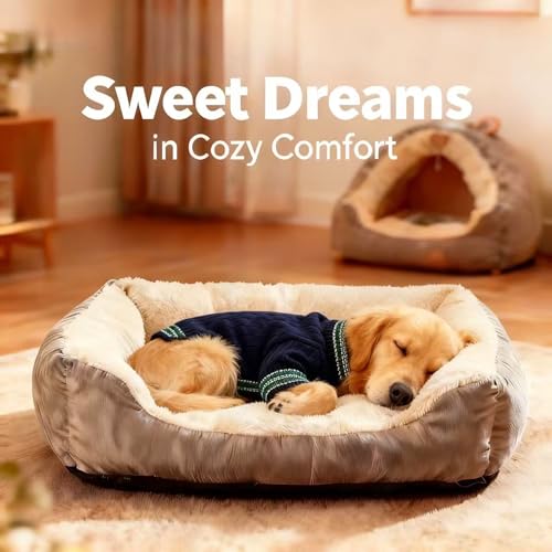 Image of Small /Medium Dog Sweater, Warm Dog Winter Coat w /Sleeves, Comfortable High Neck & Leash Hole, Premium Dog Clothes for Golden Retriever-Best for Holidays, Daily Walks XXL Blue