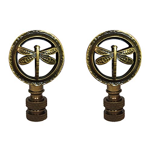 Image of Royal Designs, Inc. Decorative Hovering Dragonfly Finial for Lamp Shade, Antique Brass - Pack of 1