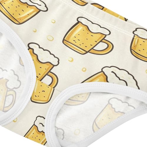 Wusikd Beer Mugs Girls' Underwear Cotton Yellow Girls Briefs Soft Toddler Underwear 2T4