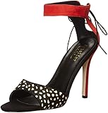 karen millen kleid weiß Wildleder und Pony-Leder Nicole Miller Damen Bardot Kleid Sandale, (Pünktchen-Pferd/Wildleder, Orange), 36 EU