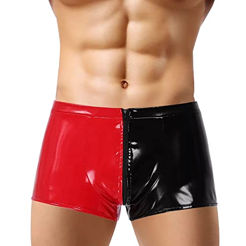 Mens Lace Thong,Male Thongs and G-Strings Sexy Four Seasons Fashion Casual Solid Color Leather Shorts Sexy