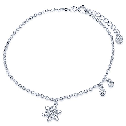 Infinite U Classic Copo de Nieve Pulsera Plata de ley 925u00a0circonita cúbica mano cadena de para las mujeres/niñas, ajustable, plata