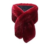 KAMA BRIDAL Women Long Faux Fur Shawl Bridal Stole Cover Up Winter Soft Bolero Scarf Burgundy