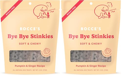 Bocce's Bakery Digestive Support Dog Treats,Wheat-Free Pumpkin Ginger,6 oz Bag,(Pack of 2)