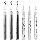 6 Piezas Rotuladores Acrilicos 0.7mm, Rotuladores Pintura Acrilica, Marcador Acrilico Negro, Rotuladore Acrilico Blanco, Rotuladores para Pintar Piedras, para Dibujar, Madera, Vidrio, Metal, Porcelana