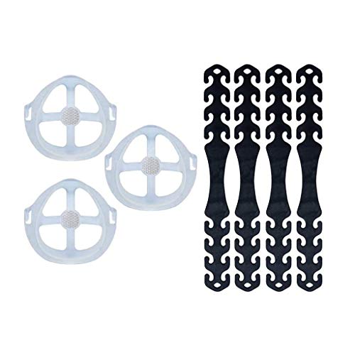 Preisvergleich Produktbild 3 Stück Maskenhalterung Masken Halterung +4PCS Maskenhaken,Wiederverwendbare Nasenpads Masken, Lippenstift-Schutz-Ständer Verstellbare Schnalle Verringerung Ohrenermüdung